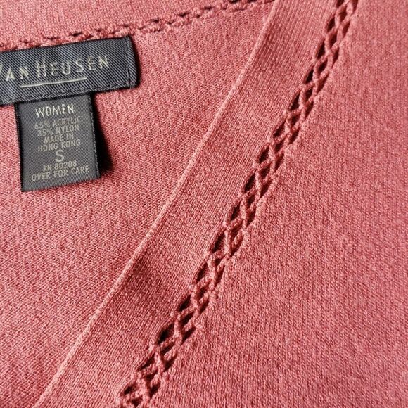 EUC Pretty Coral Van Heusen Ladies Knit Top Sz S - Picture 4 of 4